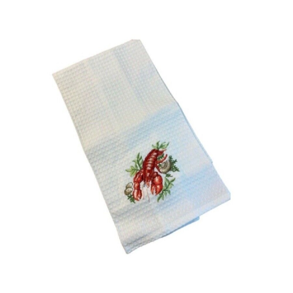 C&F Red Lobster Waffle Weave Embroidered Towel